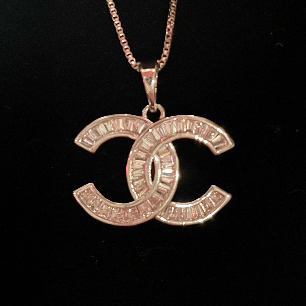 Inspired Silver Tone Necklace with CZ Charm.